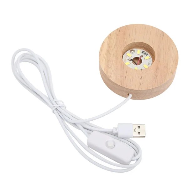 Base de Madeira com LED para Cristais (USB)