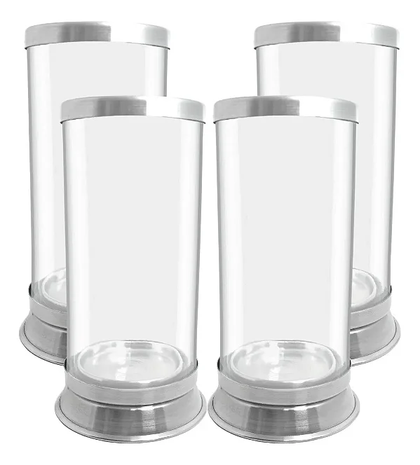 Kit com 4 Porta Vela de 7 dias em Vidro Transparente