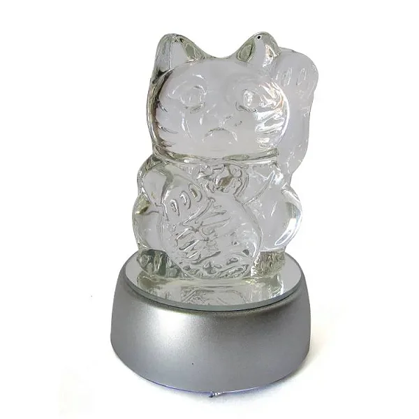 Manekineko em Cristal com Base de LED (10cm)