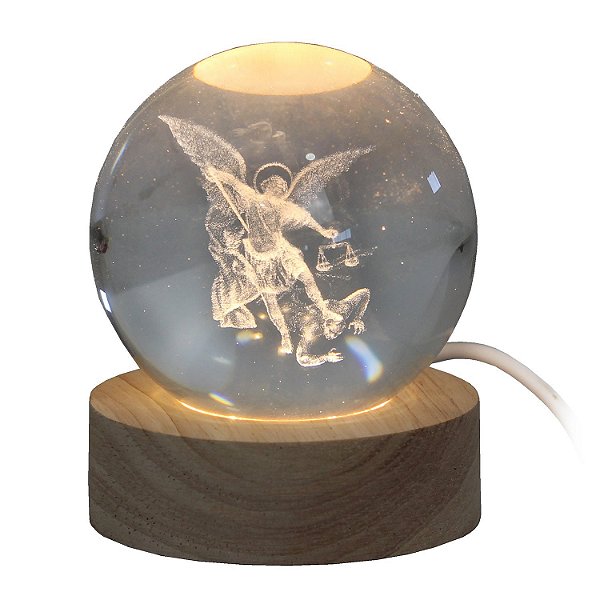 Luminária São Miguel Arcanjo com Esfera de Cristal (LED)