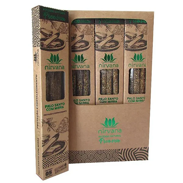 Incenso Natural Palo Santo com Mirra Linha Premium (5 Varetas)