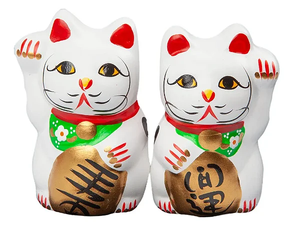 Cofrinho Casal Manekineko em Porcelana (10cm)