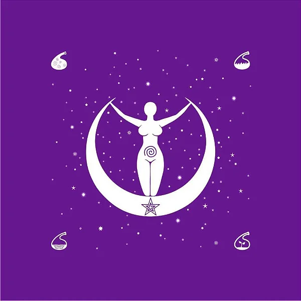 Toalha para Altar e Tarô Deusa Lua (Violeta)