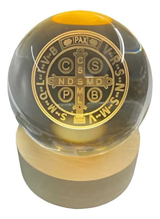 Luminária Medalha de São Bento com Esfera de Cristal (6cm)