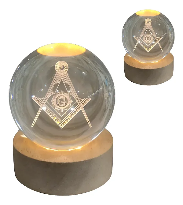 Luminária Símbolo da Maçonaria com Esfera de Cristal (6cm)