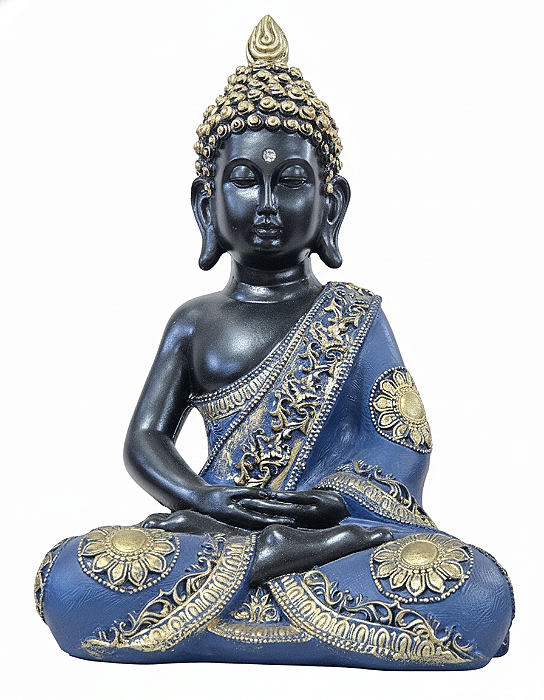 Estátua Buda Nirvana Meditando (Azul)