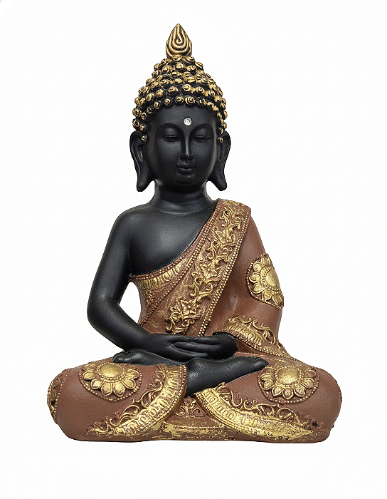 Estátua Buda Nirvana Meditando (Marrom)