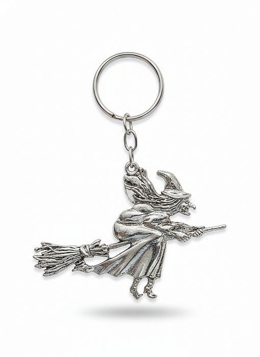 Chaveiro Bruxa na Vassoura com Argola (6cm)