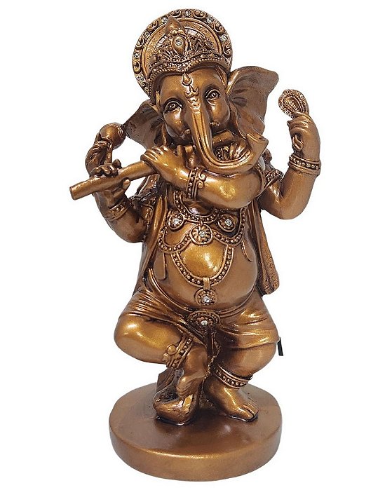 Estátua Ganesha Tocando Flauta (22cm)