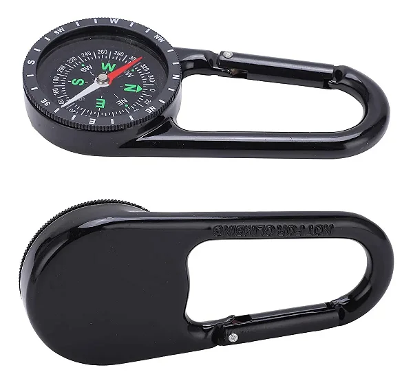 Bússola Magnética Chaveiro Mosquetão (10cm)