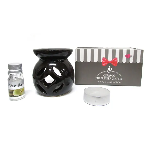 Kit Presente Rechaud de Cerâmica, Vela e Essência Baunilha