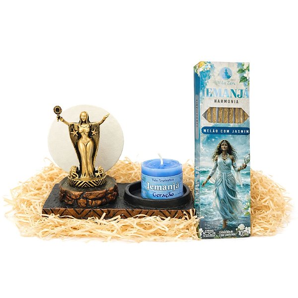 Kit dos Orixás com Incensário, Porta Velas, Incenso, Vela e Pingente