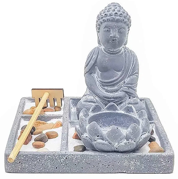 Jardim Zen com Estátua Buda e com Porta Velas (15cm)