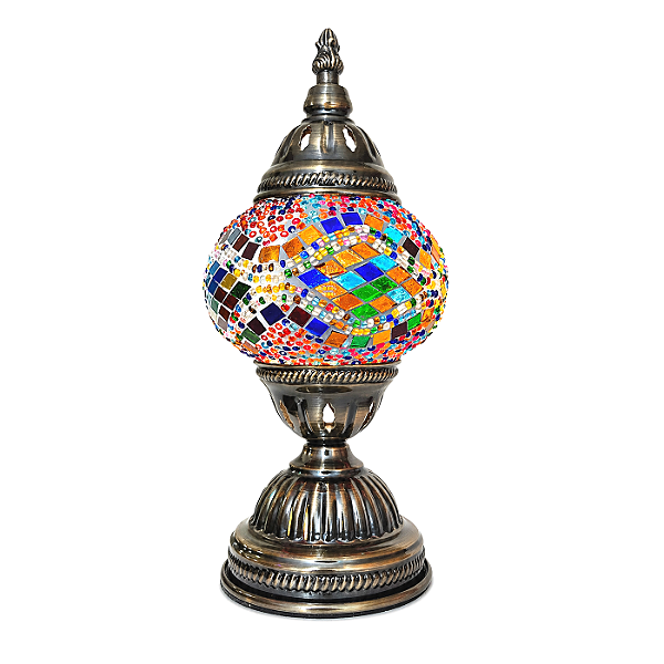 Luminária Turca Mosaico Redonda em Vidro e Metal (30cm)