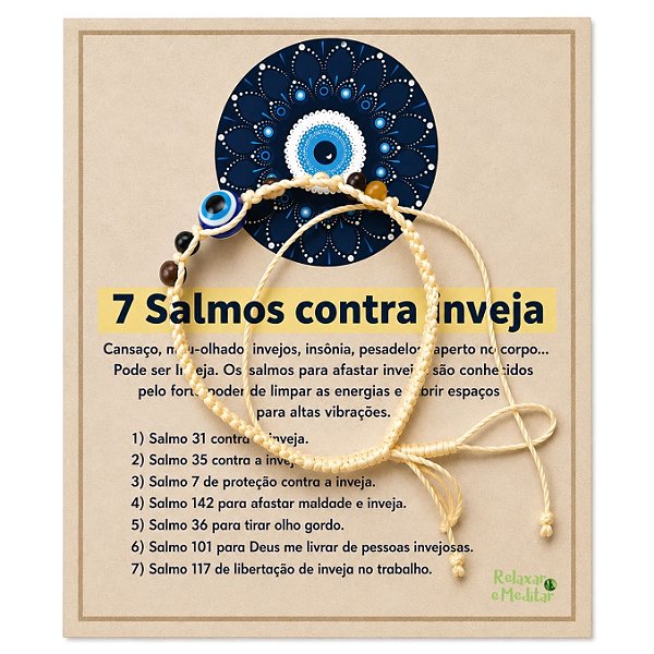 Pulseira 7 Salmos Contra Inveja com Olho Grego