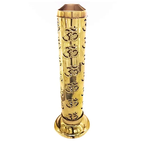 Incensário Torre Dourada Símbolo Om (27cm)