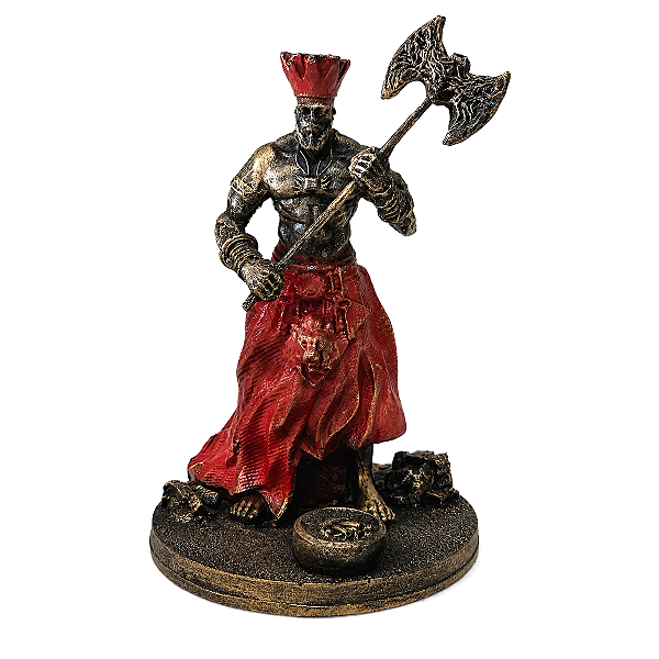 Estátua Orixá Xangô com Machado em Resina (11cm)