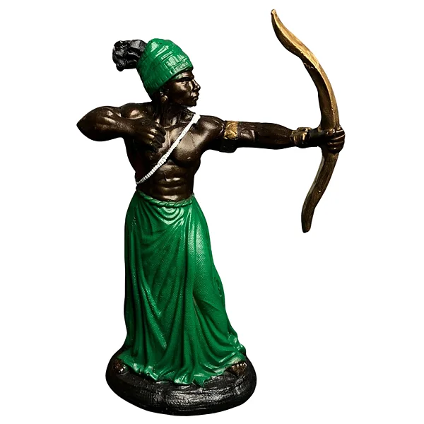 Estátua Orixá Oxóssi com Arco em Resina (15cm)