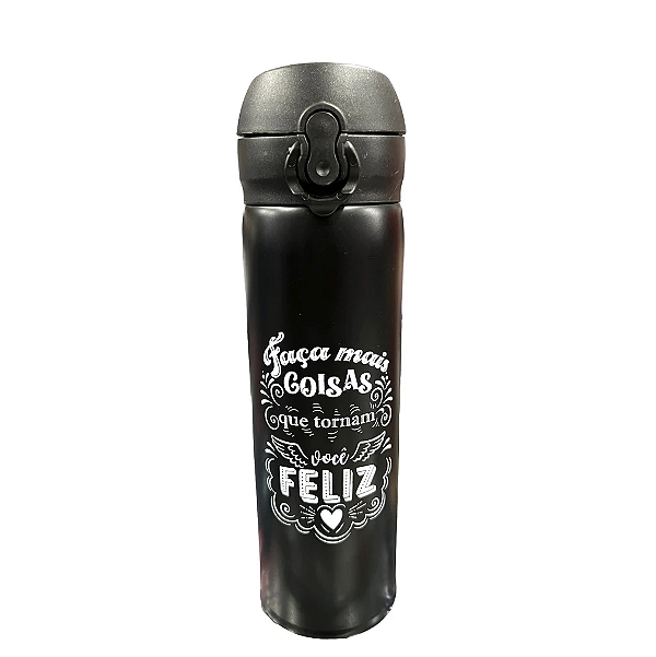 Garrafa Térmica em Inox 350ml (Feliz)