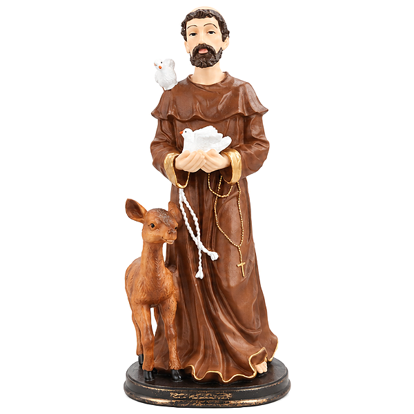 Estátua São Francisco Assis com Cervo (30cm)