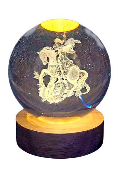Luminária São Jorge com Esfera de Cristal (8cm)