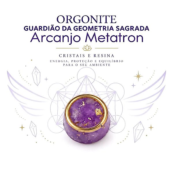 Mini Orgonite Ametista Arcanjo Metatron (Geometria Sagrada)