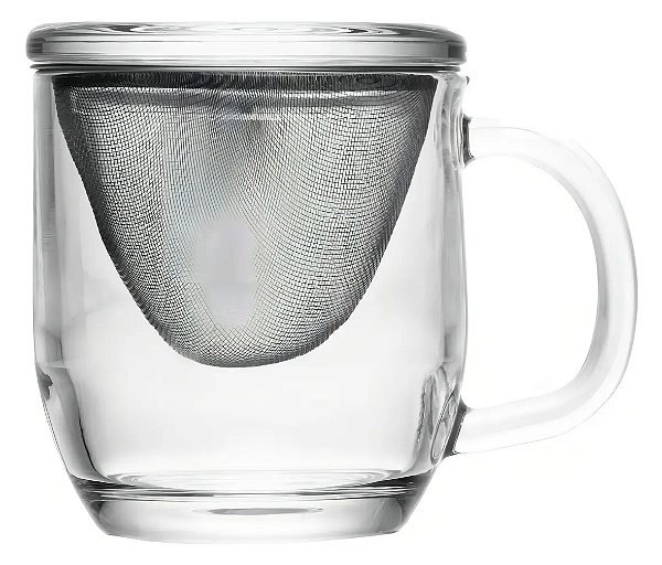 Caneca em Vidro com Infusor e Tampa (330ml)