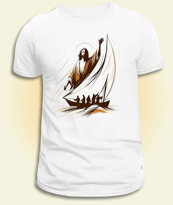 Camiseta Católica Masculina Jesus Acalma o Mar