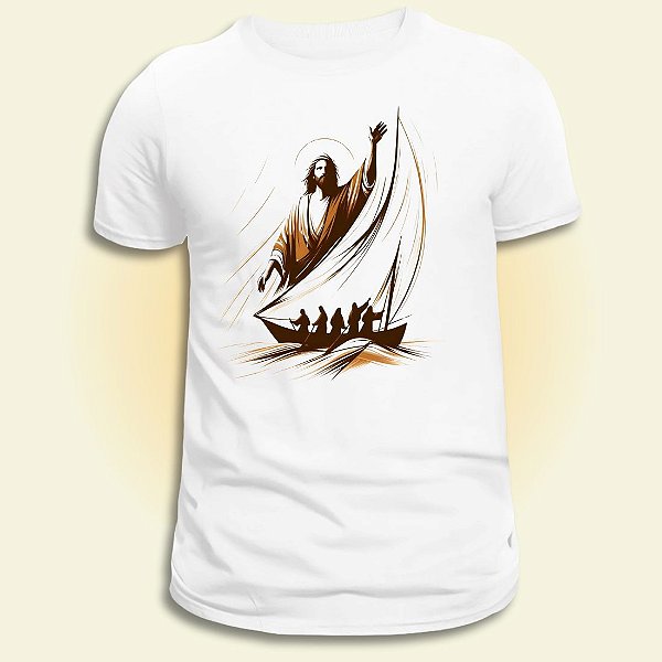 Camiseta Católica Feminina Jesus Acalma o Mar