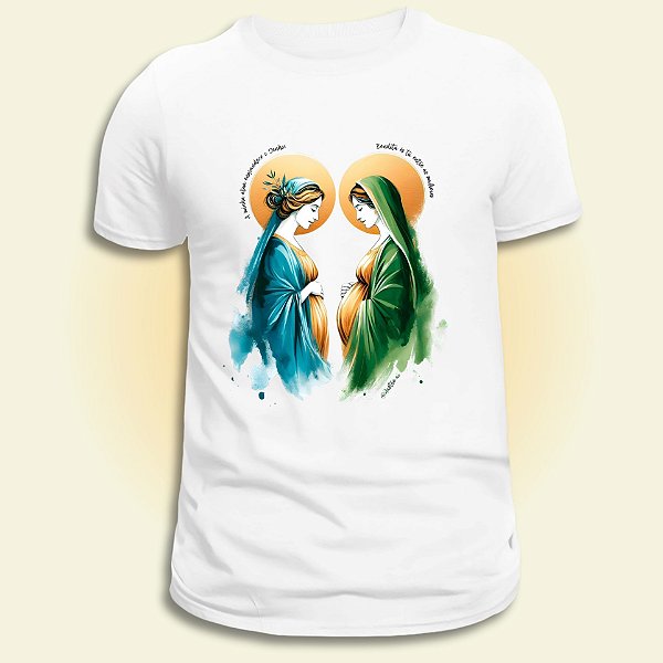 Camiseta Católica Feminina Maria e Isabel