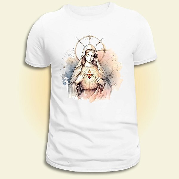 Camiseta Católica Infantil Imaculado Coração de Maria