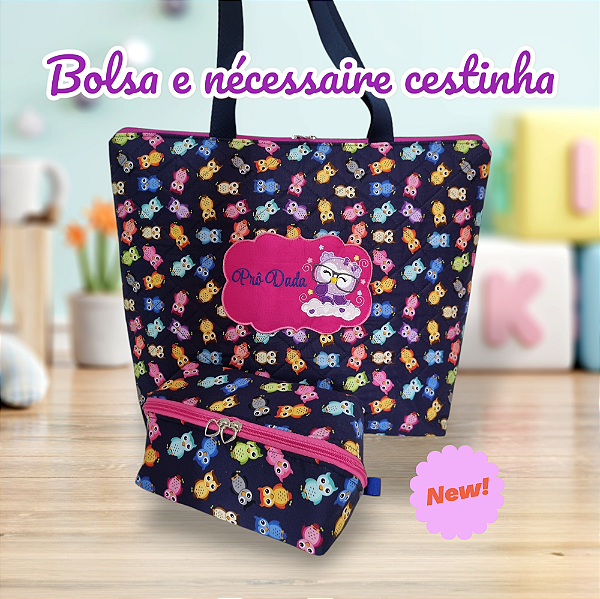 Bolsa professora e nécessaire cestinha