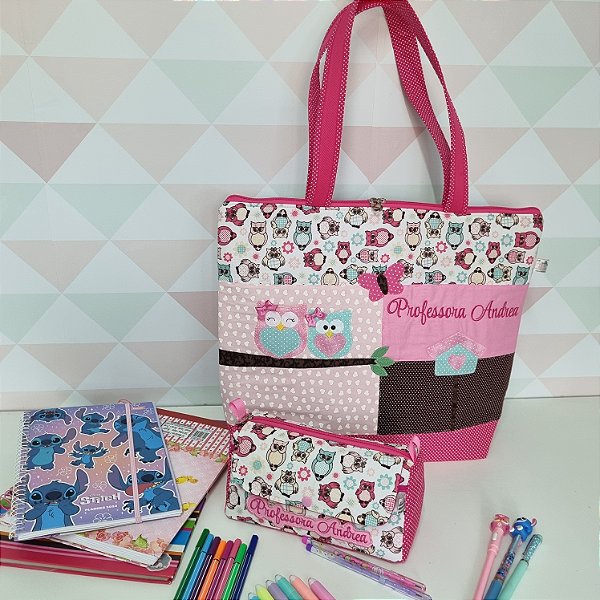 Bolsa professora e nécessaire trapézio