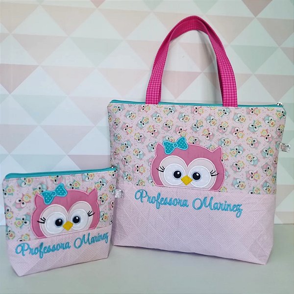 Bolsa  corujinha e necessaire