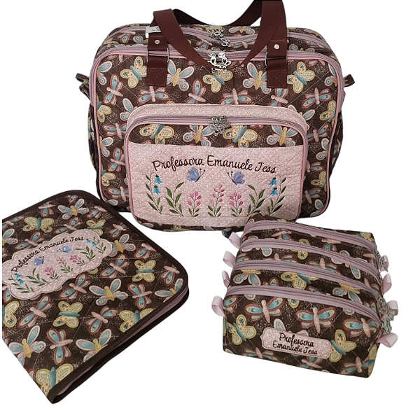 Bolsa com divisões, capa para caderno e estojo 4