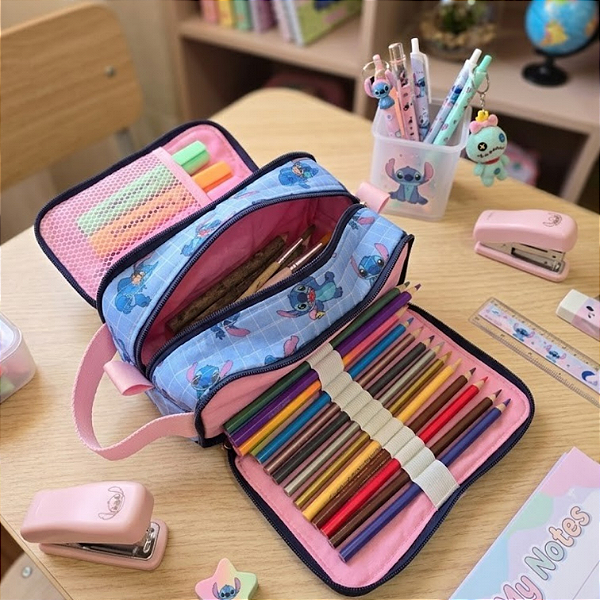 Estojo organizador triplo