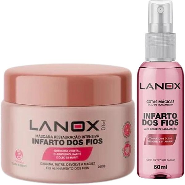 Kit Máscara Infarto dos Fios 250g + Óleo Gotas Mágicas Lanox