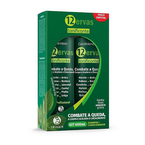 Kit Shampoo e Condicionador Tonificante 12 Ervas - Antiqueda