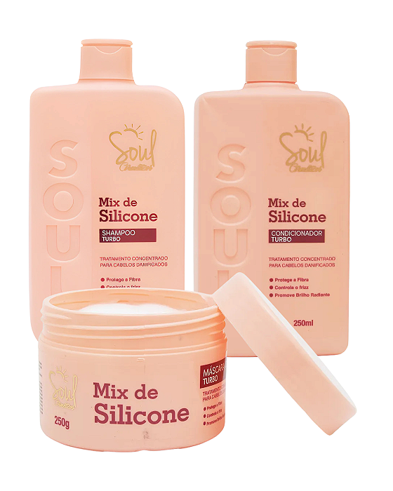Kit Capilar Turbo Mix de Silicone da Soul 3 Produtos: Shampoo/Condicionador/Máscara