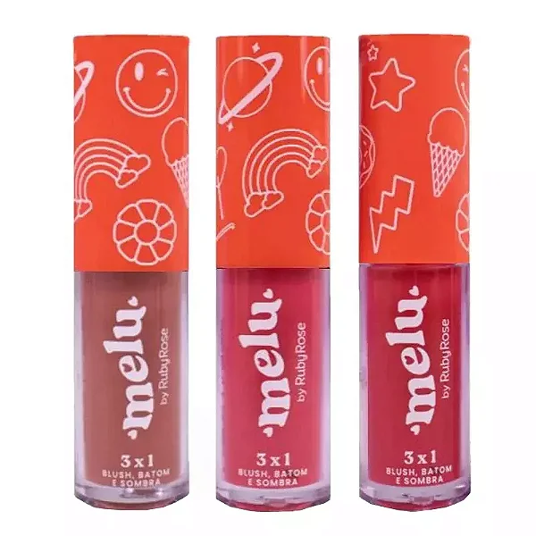 Blush, Batom e Sombra 3 em 1 - Melu by Ruby Rose