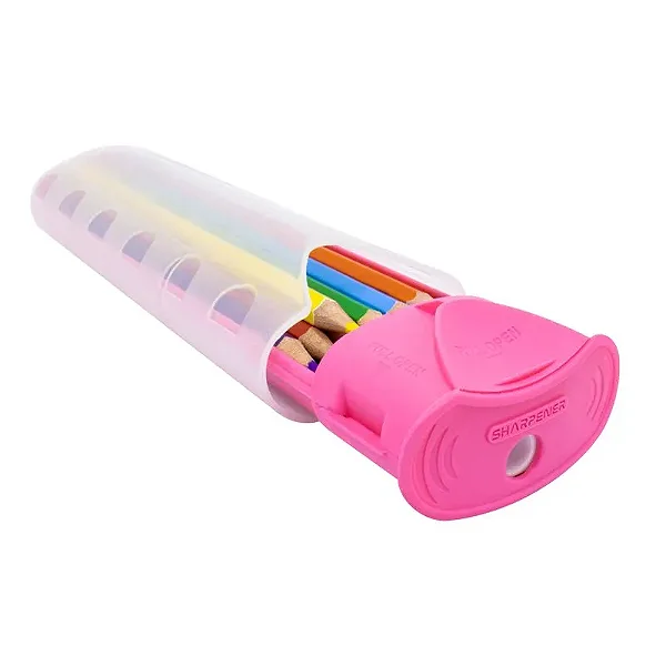 ESTOJO + LAPIS DE COR 12 CORES CRIATIC ROSA