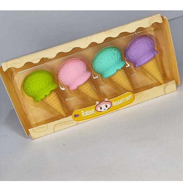 DUPLICADO - BORRACHA CUTE C/4 SORVETE