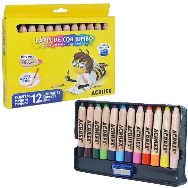 LAPIS DE COR JUMBO 12 CORES ACRILEX