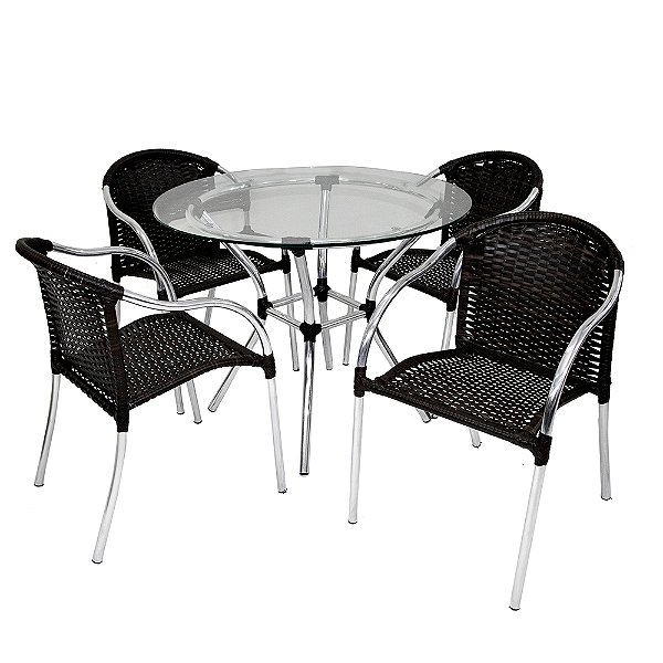 Conjunto Calais mesa aro 60 + 4 cadeiras empilháveis