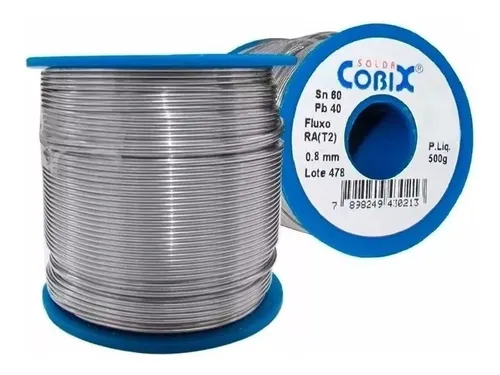 Rolo de Fio C/ Fluxo P/ Soldar 500g 60x40 0,8mm Cobix
