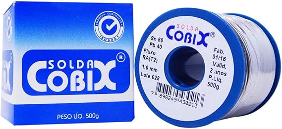 Rolo de Fio C/ Fluxo P/ Soldar 500g 60x40 1,0mm Cobix