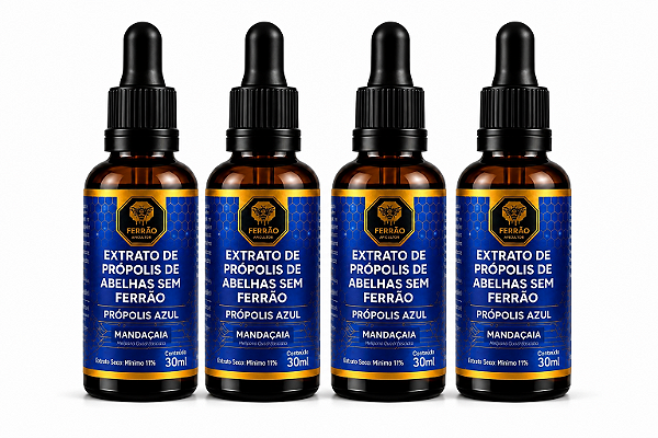 KIT COM 4 PRÓPOLIS AZUL – ABELHAS SEM FERRÃO (MANDAÇAIA)