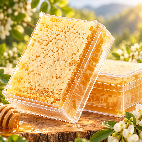 Favo de Mel Natural no Cubo Acrílico – 200g