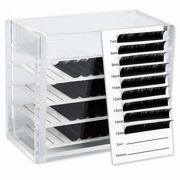 Caixa Organizadora com 5 Placas Acrílica Porta Cílios Lash Box Caixinha