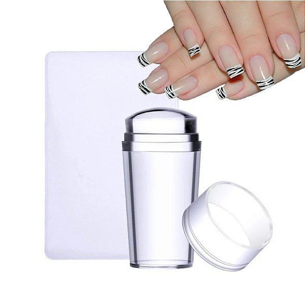 Carimbo Para Unhas Decoração e Francesinha com Silicone Transparente